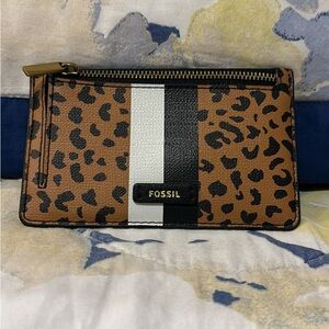 Fossil Animal Print Zip Card Wallet